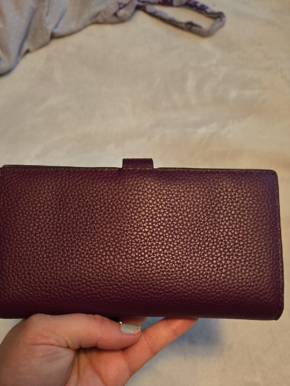kate spade Plum Pebbled Leather Snap Wallet - Picture 3 of 9